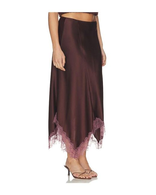 SABLYN Brown Keri Paneled Bias Skirt With Lace