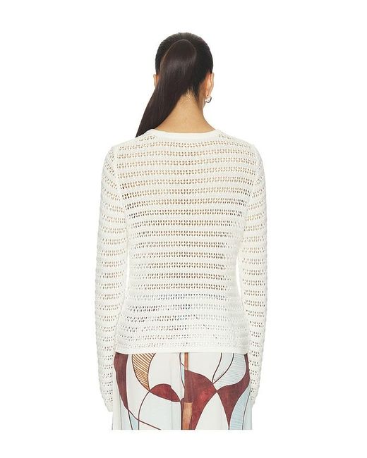 LNA White Gwen Open Knit Top
