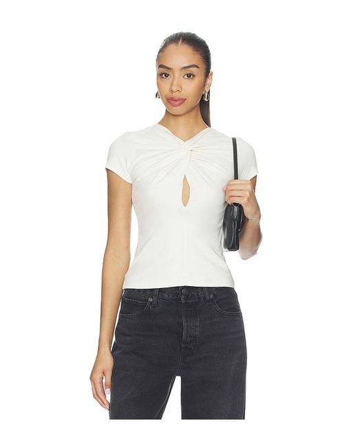 GRLFRND Blue Keyhole Twist Short Sleeve Tee