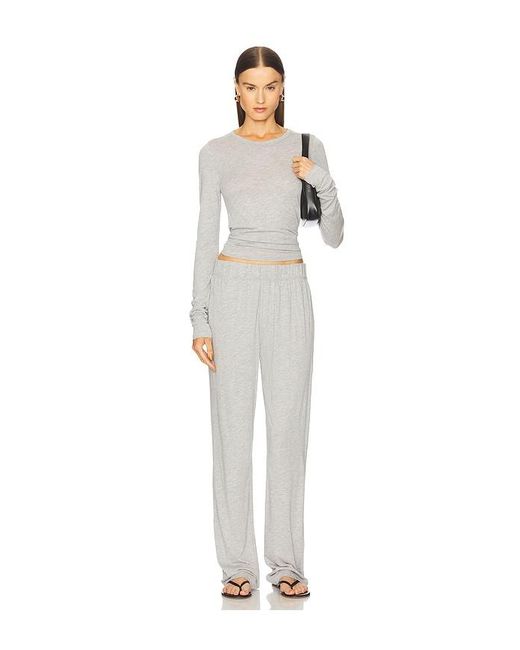 ÉTERNE White Fitted Crewneck Long Sleeve Top