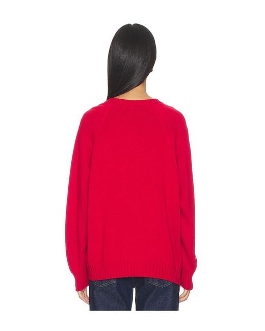 DONNI. Red The Cotton Knit V-Neck Sweater