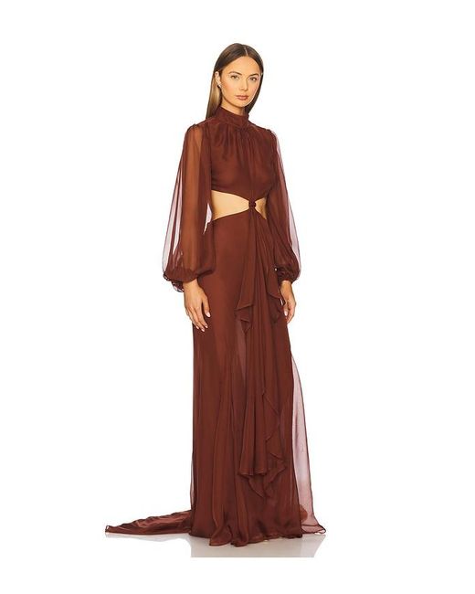 retroféte Brown Rosalinda Chiffon Dress