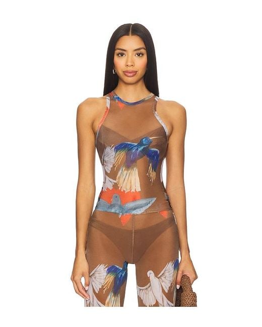 Juliet Johnstone Orange Mesh Tank Top