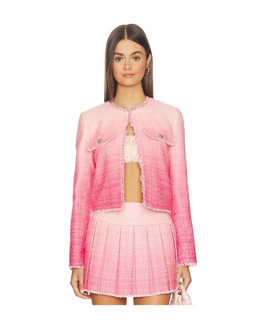 Alice + Olivia Pink Dumont Tweed Boxy Jacket