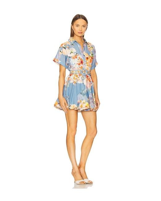 Hemant & Nandita Blue Short Dress With Buckle Belt