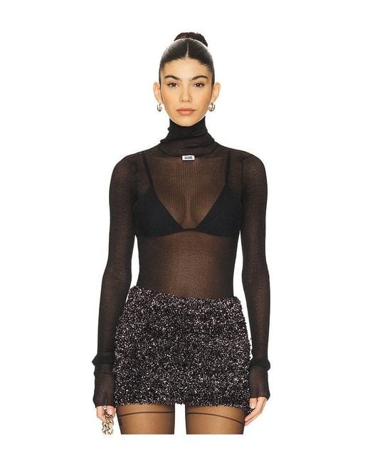 Gcds Black Celluloid Knit Turtleneck Top