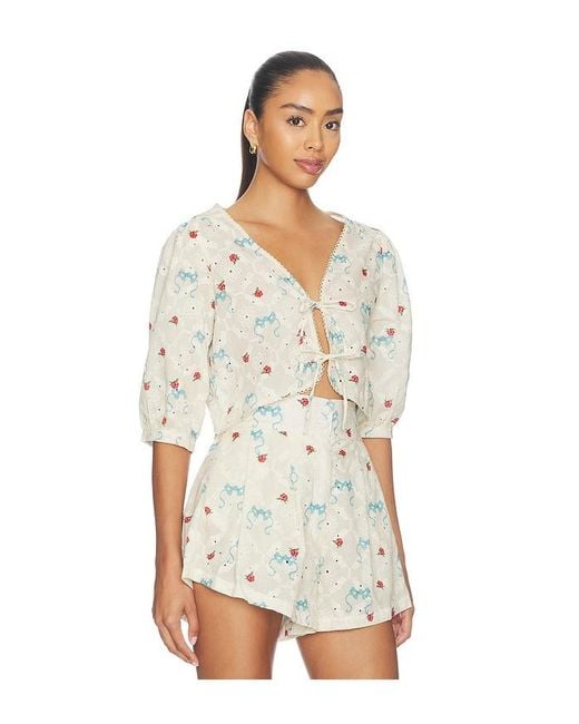 Agua Bendita White Salem Print Cherish Top