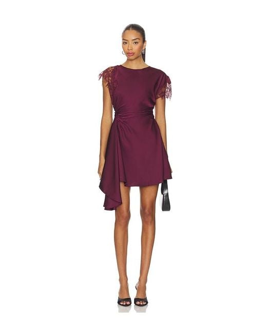 AMUR Red Zina Ruched Mini Dress