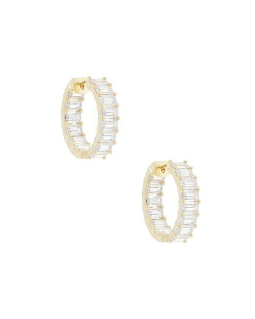 By Adina Eden White Baguette Hoop Earring