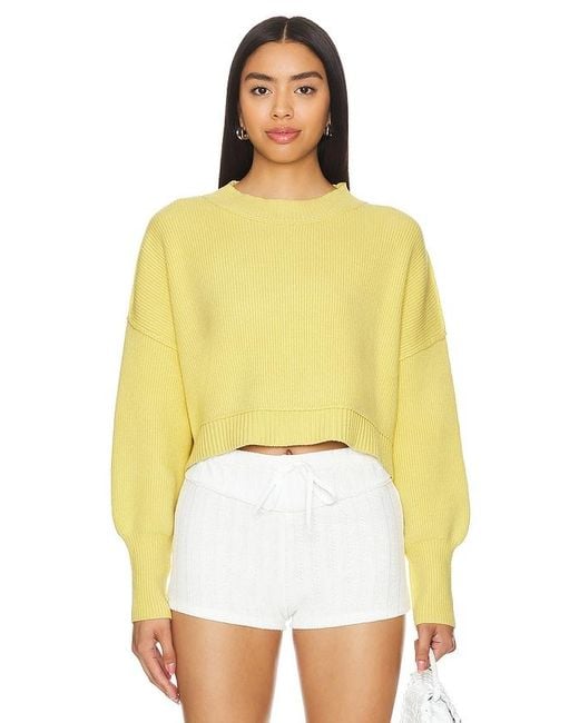 Free People Yellow CROPPED-PULLOVER EASY STREET