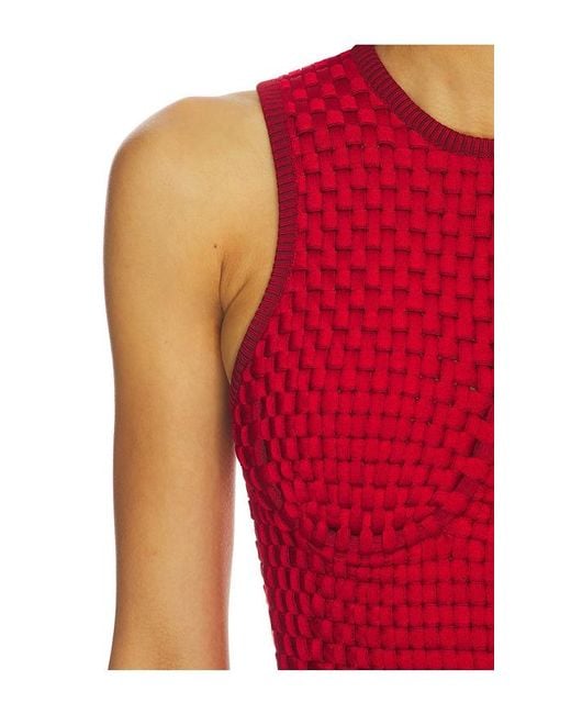 Isa Boulder Red Woven Tight Tank Top