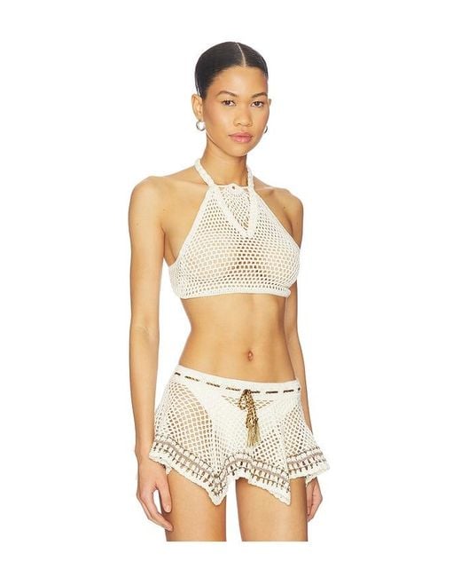 MY BEACHY SIDE Natural Dune Hand-Crocheted Top
