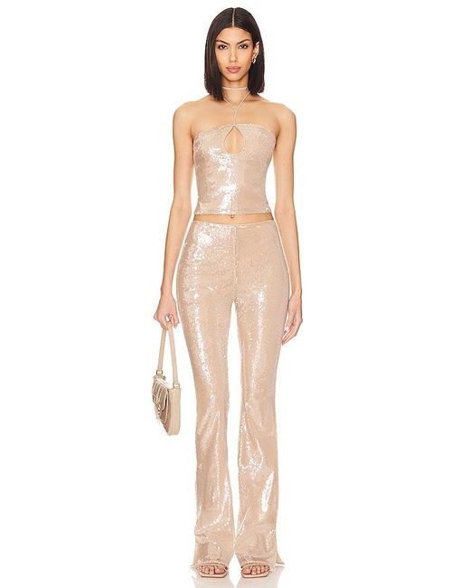 Lovers + Friends Natural Stevie Sequin Pant