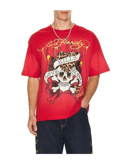 Ed Hardy Red Skull Boxy Tee for men