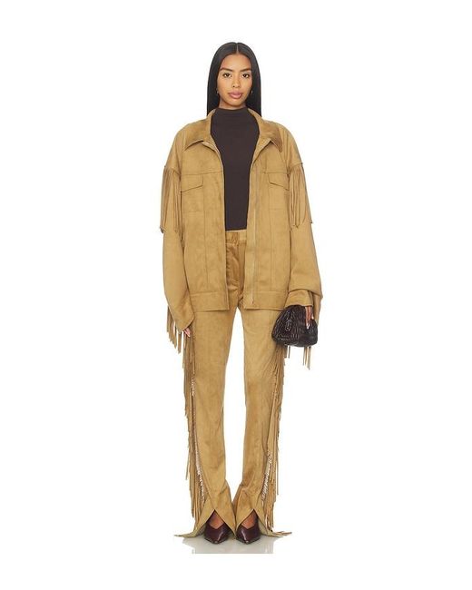 Norma Kamali Yellow Fringe Oversized Jean Jacket