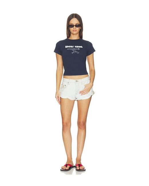 One Teaspoon Blue Bandits Low Waist Denim Shorts