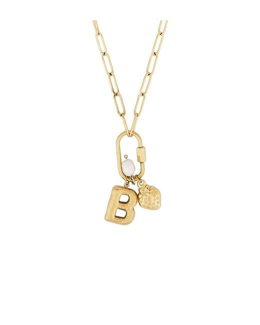 petit moments White Carabiner Initial Charm Necklace