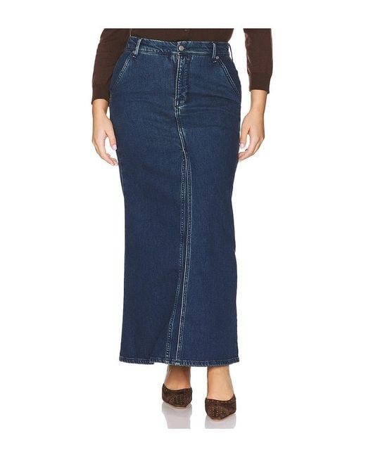 GOOD AMERICAN Blue Fit And Flare Denim Maxi Skirt