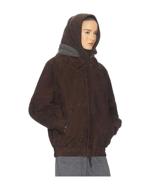 Helsa Brown The Oversized Suede Bomber