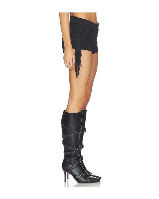 MORE TO COME Black Libertee Fringe Faux Suede Short