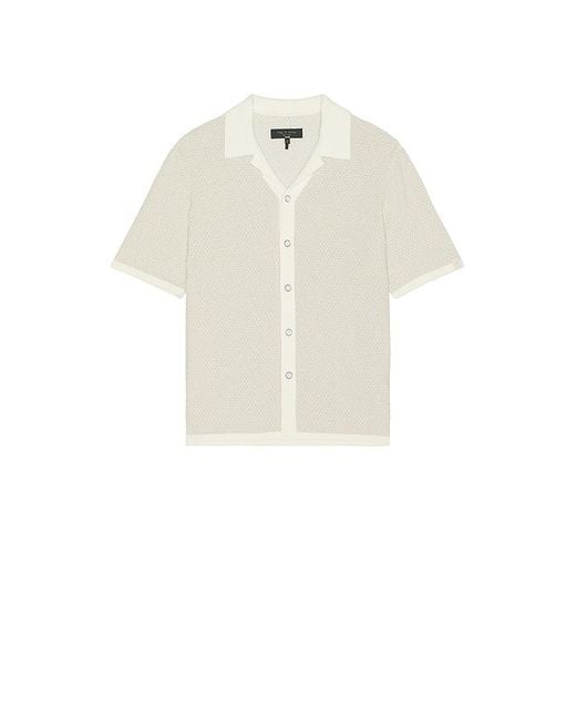 Rag & Bone White Zig-Zag Avery Short Sleeve Shirt for men