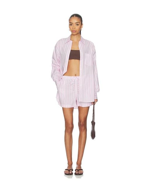 Hunza G White Cabana Stripe Embroidered Shirt