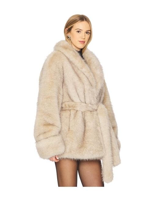 Lovers + Friends Natural Margot Faux Fur Coat
