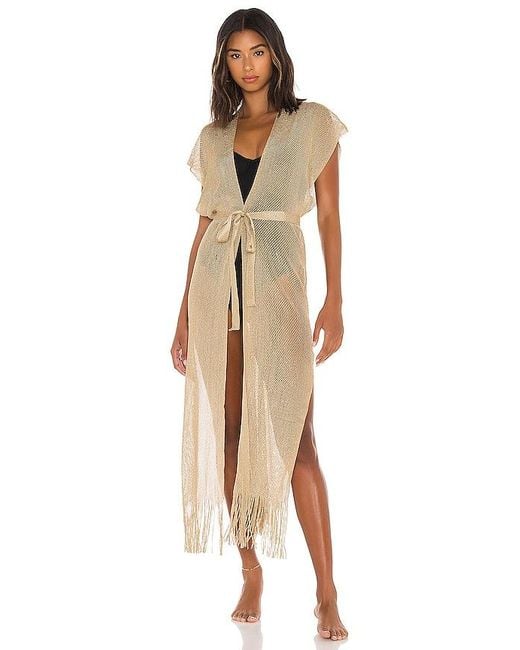 Luli Fama Metallic Golden Queen Long Caftan