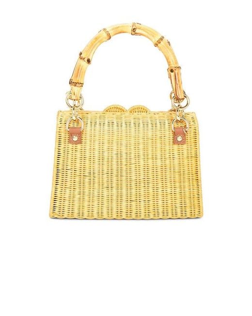 Serpui Metallic Valentina Wicker Top Handle Bag