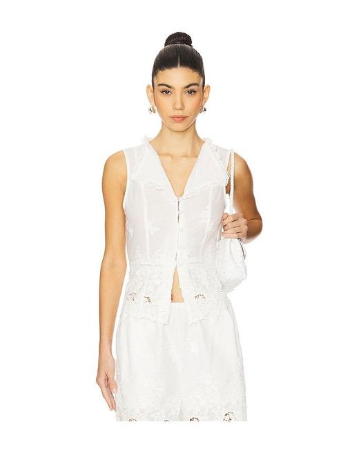 Blusa De Encaje Con Botones En Talla En WeWoreWhat de color White