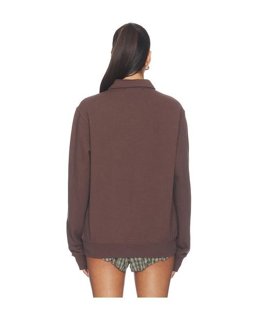 Quiet Golf Brown Monogram Washed Rugby Sweater