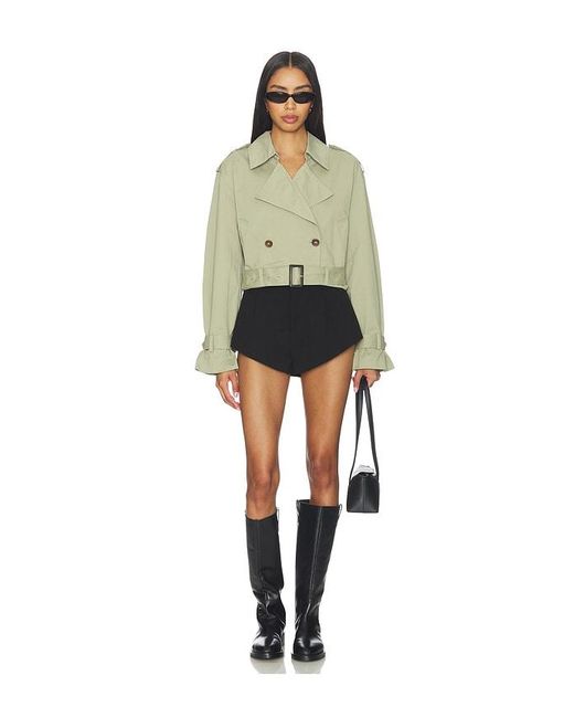 Blank NYC Green Cropped Trench Coat