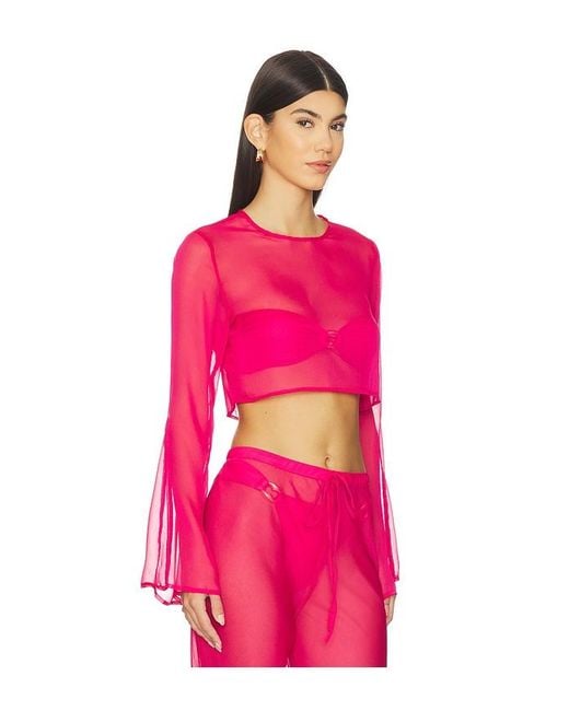 Shani Shemer Pink Phoenix Crop Top