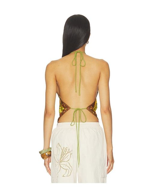 Juliet Johnstone Yellow Bandana Halter Top