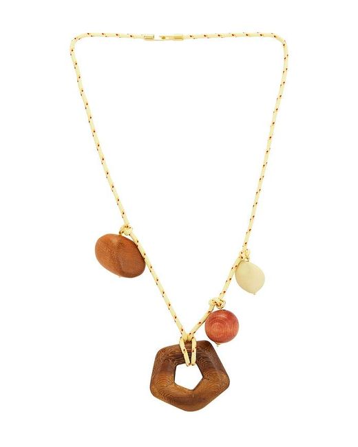 Timeless Pearly White Wooden Charms Necklace