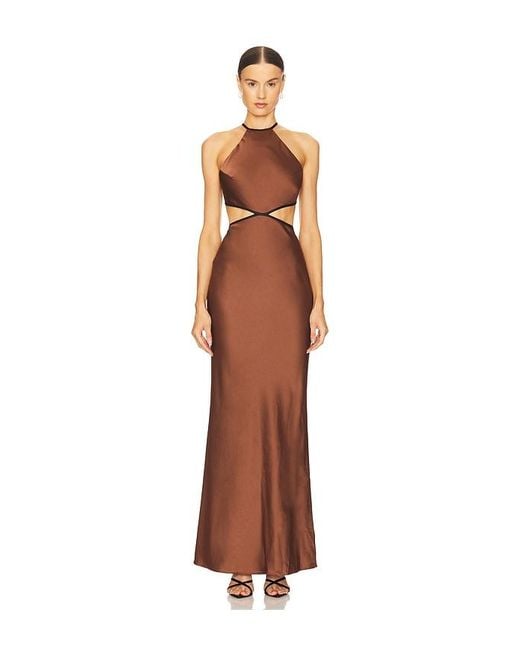 Misha Women's Brown Edem Backless Maxi Dress