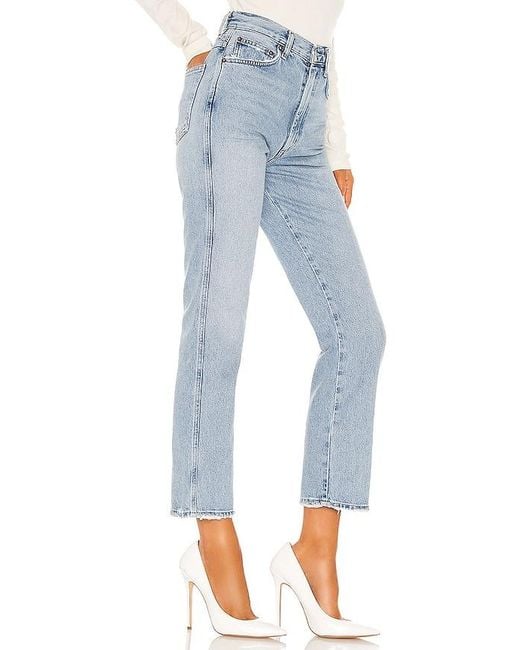 Agolde Blue Pinch Waist High Rise Kick Jeans