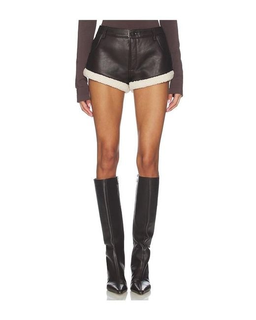 Urban Outfitters Black Faux Shearling Leather Short