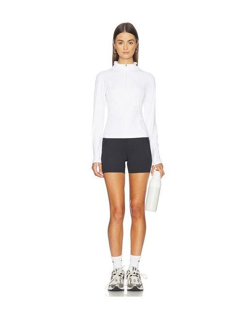 Halfdays White Julie Ribbed 1/4 Zip Top