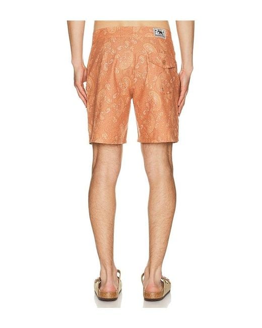 Rhythm Orange Tally Paisley Swim Trunk for men