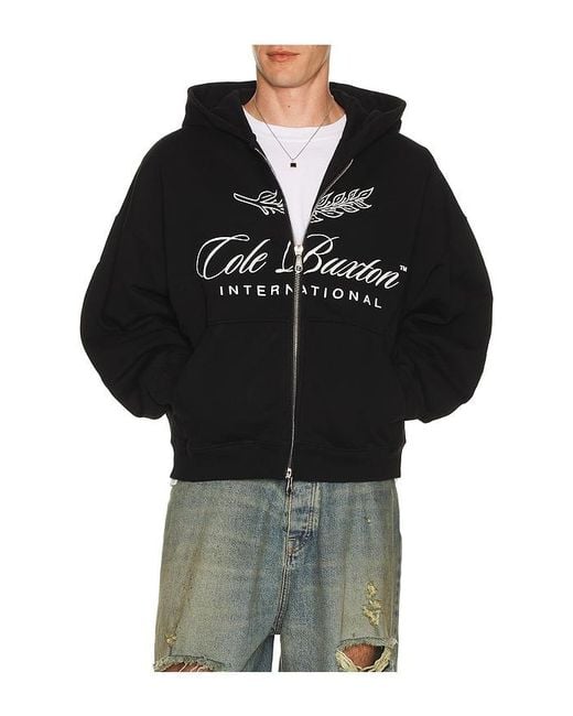 Cole Buxton Black International Zipped Hoodie for men