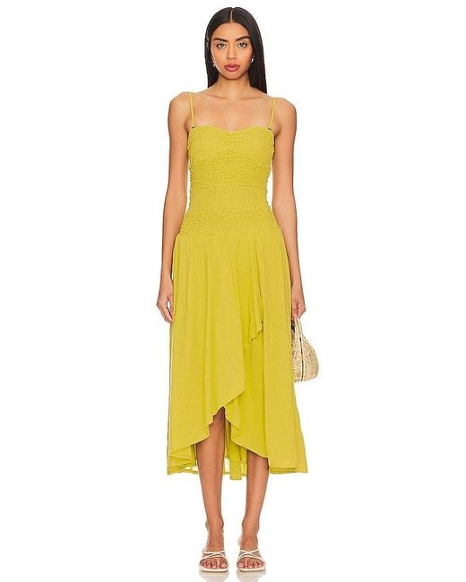 Free People Yellow Sparkling Moment Midi Dress