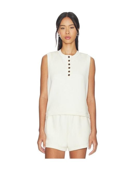 Varley White Marla Button Placket Tank Top