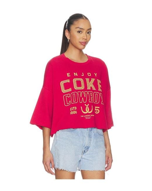 The Laundry Room Red Enjoy Coke Cowboy Horseshoe Crop Jumper