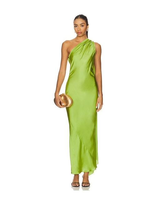 Alejandra Alonso Rojas Green X Revolve One Shoulder Dress With Cape
