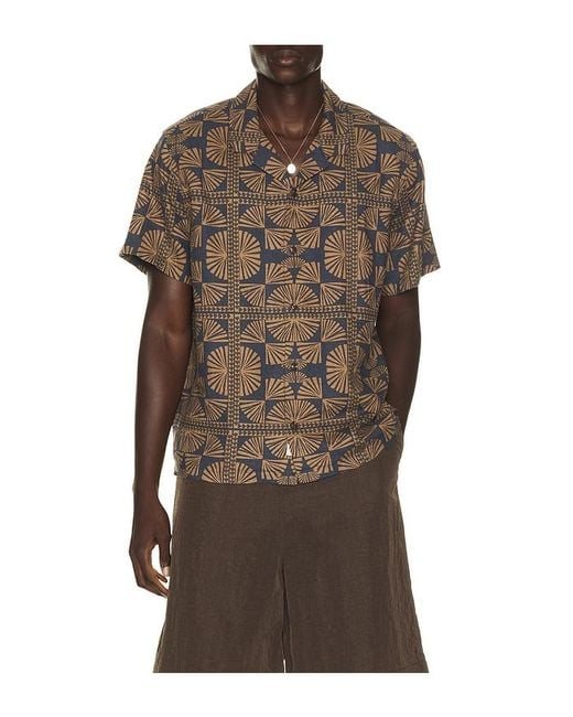 Marine Layer Brown Pablo Tencel Linen Resort Shirt for men