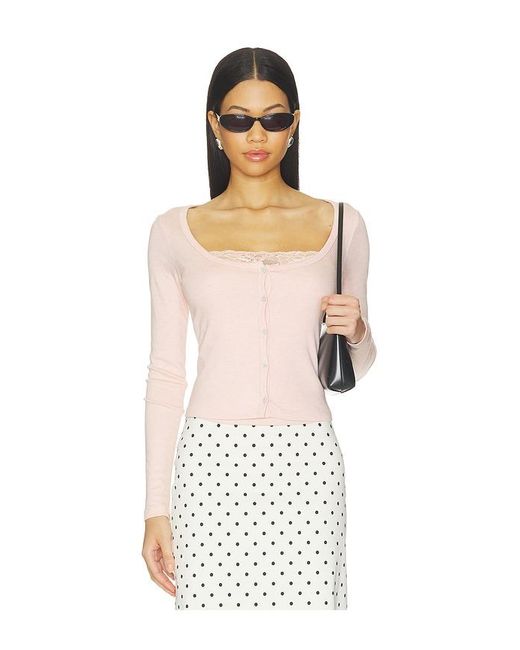 Lioness White Babydoll Long Sleeve Top