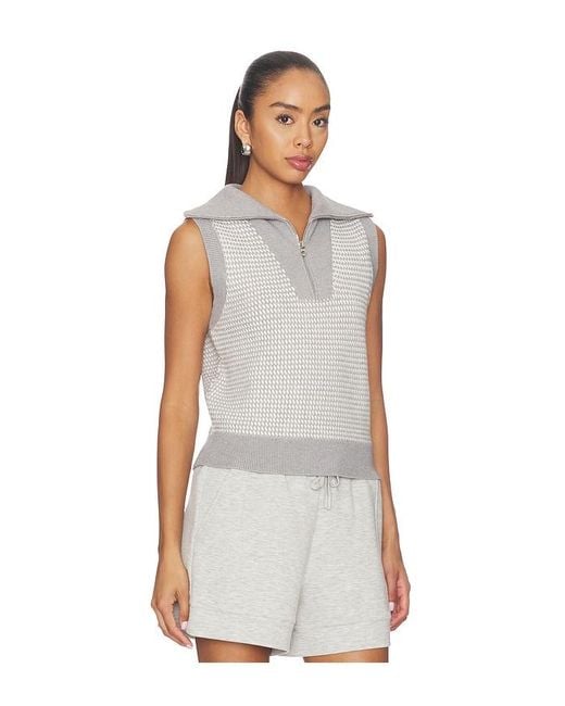 Varley White Peterson Half Zip Knit Top