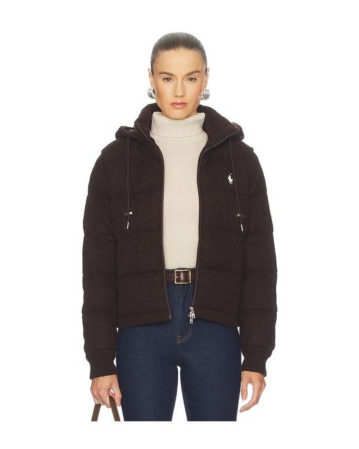 Polo Ralph Lauren Blue Cable Knit Wool Cashmere Quilted Jacket