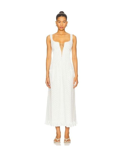 Mirror Palais White Pin Tuck Eyelet Dress